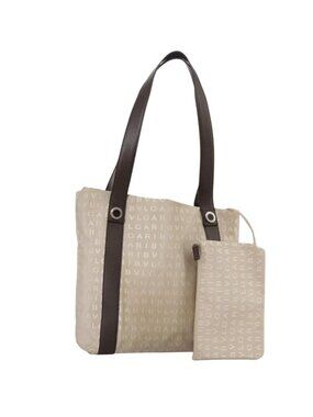 BVLGARI Logo Mania Tote Bag Canvas Beige